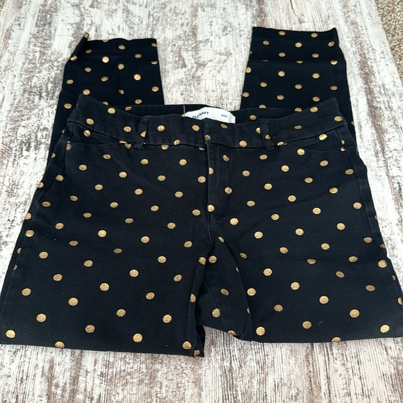 Old Navy Black with Gold Polka Dots Pixie Pants - Picture 3 of 5